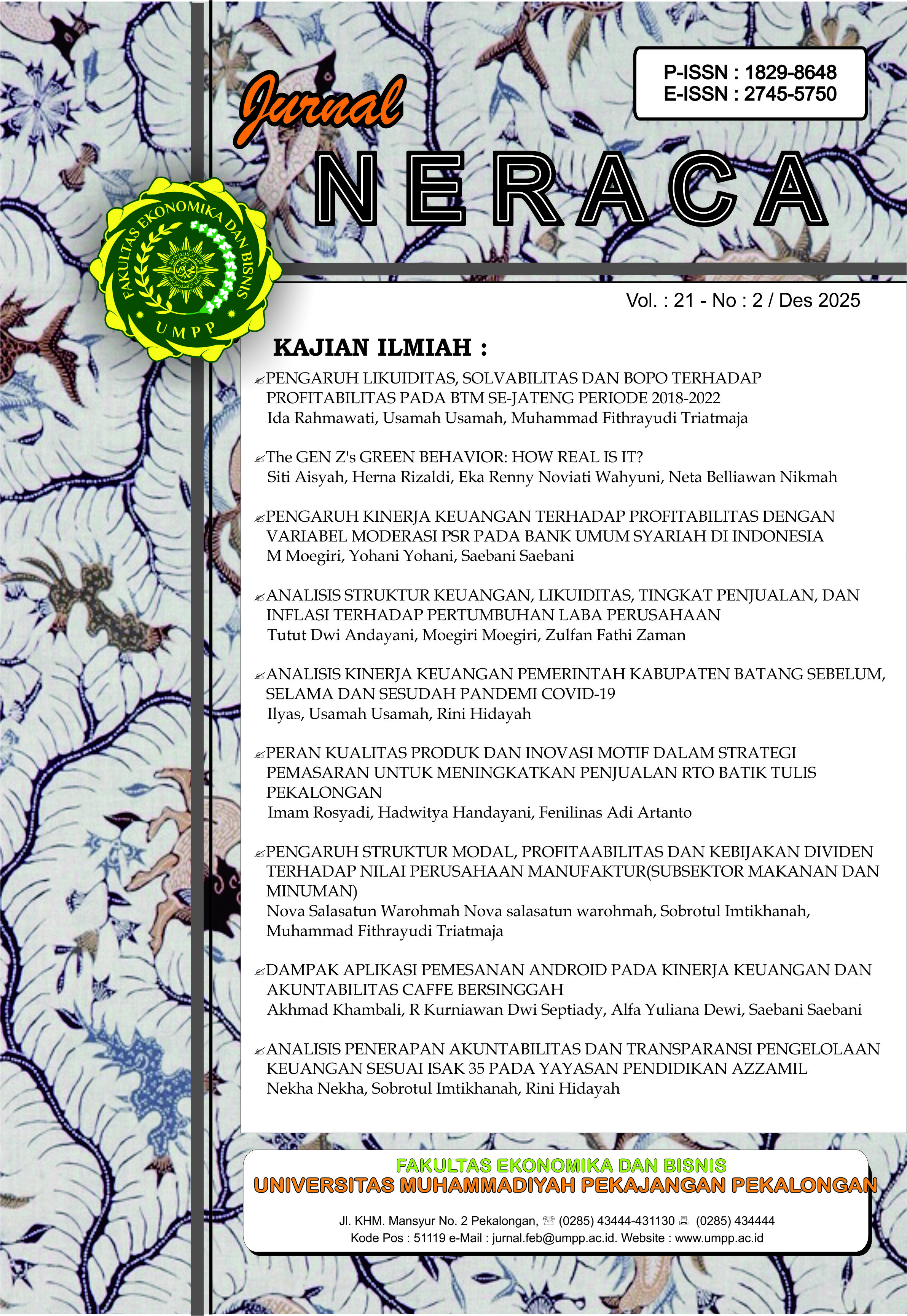 					View Vol. 21 No. 2 (2025): NERACA
				