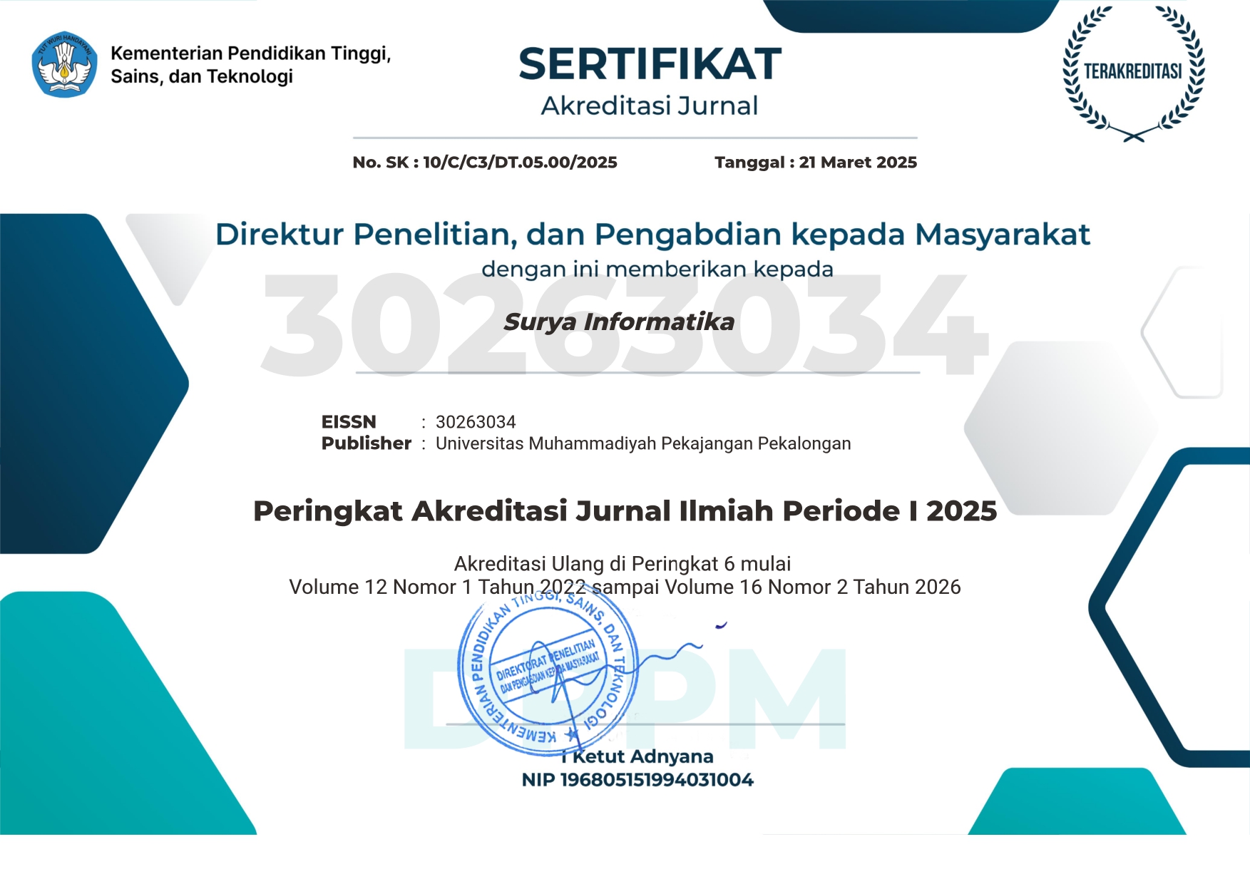 Sertifikat Jurnal